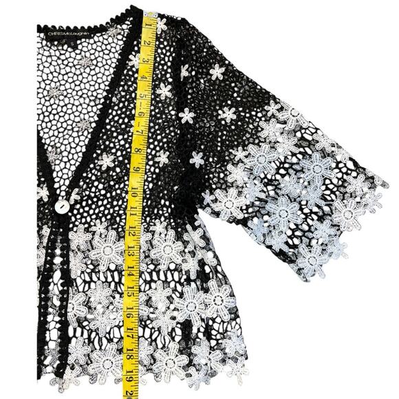 Chris McLaughlin Y2K Top Womens Floral White Crochet Boho Cottagecore Sheer - Picture 15 of 16